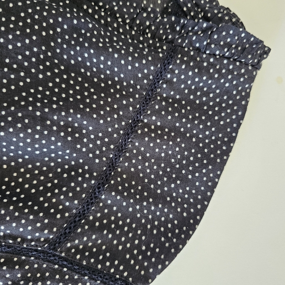 HD in Paris Size 4 Black and White Silk Blend Pin Dot Side Zip Peplum Blouse Fem - Picture 4 of 6